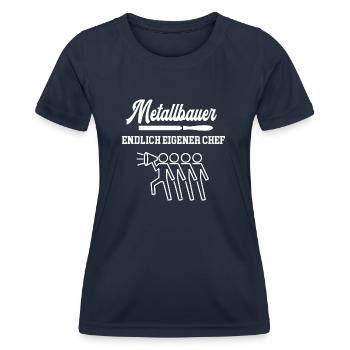 Metallbauer Chef Selbstständigkeit Firma Schlosser - Frauen Funktions-T-Shirt - Navy - Vorne - AI Model Female 172 light (172cm)