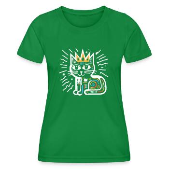 Chat peinture abstraite artwork - T-shirt sport Femme - vert - Devant - AI Model Female 172 dark (172cm)