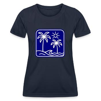 Island Summer Sea Palm Trees - Women's Functional T-Shirt - navy - Front - AI Model Female 172 light (172cm)