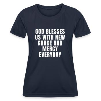 Dieu nous bénit avec une grâce et une miséricorde nouvelles chaque jour - T-shirt sport Femme - bleu marine - Devant - AI Model Female 172 light (172cm)