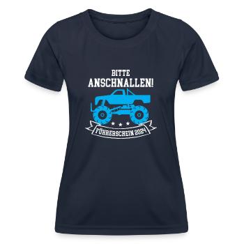 Führerschein Bestanden 2024 Fahrprüfung Fahrschule - Frauen Funktions-T-Shirt - Navy - Vorne - AI Model Female 172 light (172cm)