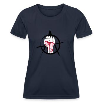 Logo de poing sanglant - T-shirt sport Femme - bleu marine - Devant - AI Model Female 172 light (172cm)
