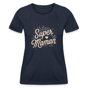 Super maman - T-shirt sport Femme - bleu marine - Devant - AI Model Female 172 light (172cm)