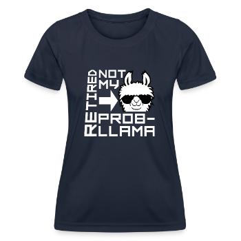 Nicht mein Prob Lama Ruhestand Prob-Llama im Ruhestand - Frauen Funktions-T-Shirt - Navy - Vorne - AI Model Female 172 light (172cm)