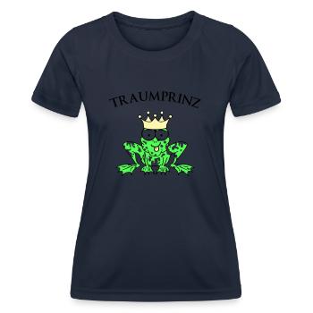 Prince Charmant Grenouille Roi - T-shirt sport Femme - bleu marine - Devant - AI Model Female 172 light (172cm)