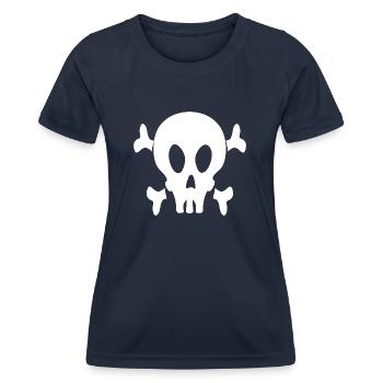 Skull Sunflower Shirt Floral Bandana Skeleton - Women's Functional T-Shirt - navy - Front - AI Model Female 172 light (172cm)