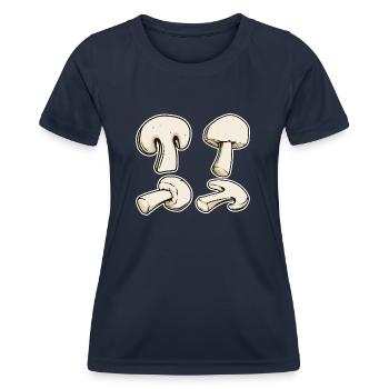 Champignon Kostüm Pilz Klamotten Karneval Pilze - Frauen Funktions-T-Shirt - Navy - Vorne - AI Model Female 172 light (172cm)