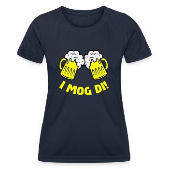 bier i mog di - Frauen Funktions-T-Shirt - Navy - Vorne - AI Model Female 172 light (172cm)