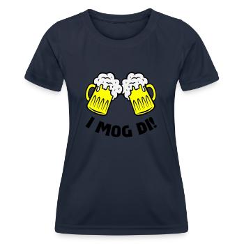 bier i mog di - Frauen Funktions-T-Shirt - Navy - Vorne - AI Model Female 172 light (172cm)