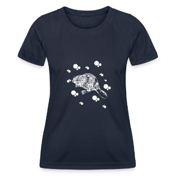 Marder - Hermelin - Wiesel - Frauen Funktions-T-Shirt - Navy - Vorne - AI Model Female 172 light (172cm)