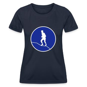 Bergläufer Verskehrsschild - Frauen Funktions-T-Shirt - Navy - Vorne - AI Model Female 172 light (172cm)