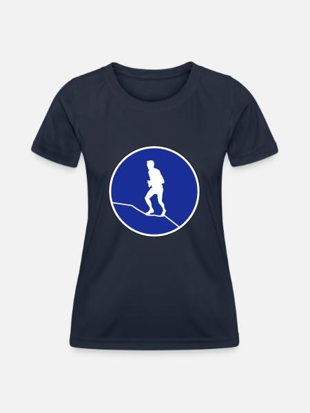 Bergläufer Verskehrsschild - Women's Functional T-Shirt - navy