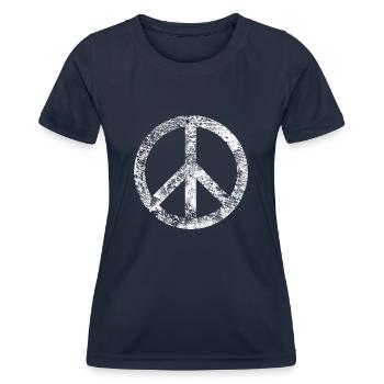 Peace-Zeichen Frieden Harmonie Toleranz Pazifist - Frauen Funktions-T-Shirt - Navy - Vorne - AI Model Female 172 light (172cm)