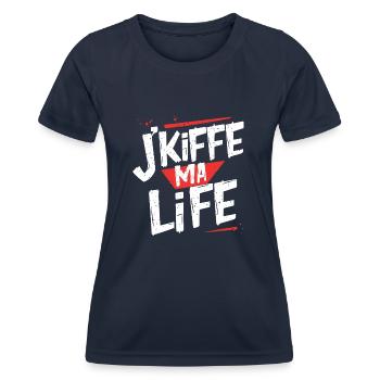 J'kiffe ma life - T-shirt sport Femme - bleu marine - Devant - AI Model Female 172 light (172cm)