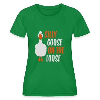 goose on the loose - Frauen Funktions-T-Shirt - Kelly Green - Vorne - AI Model Female 172 dark (172cm)