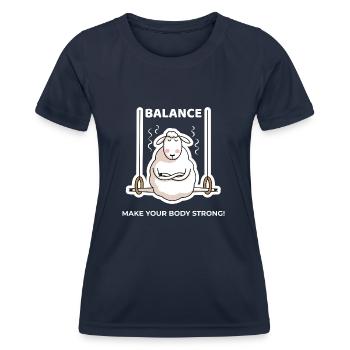 Balance sport yoga - Frauen Funktions-T-Shirt - Navy - Vorne - AI Model Female 172 light (172cm)