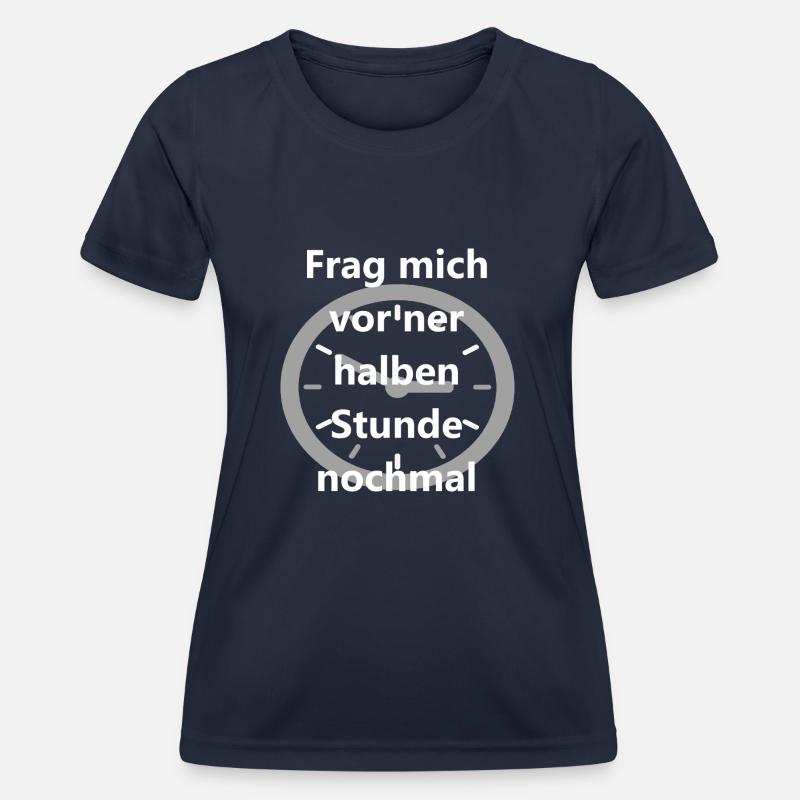 ask me half an hour ago again white - Women's Functional T-Shirt - navy