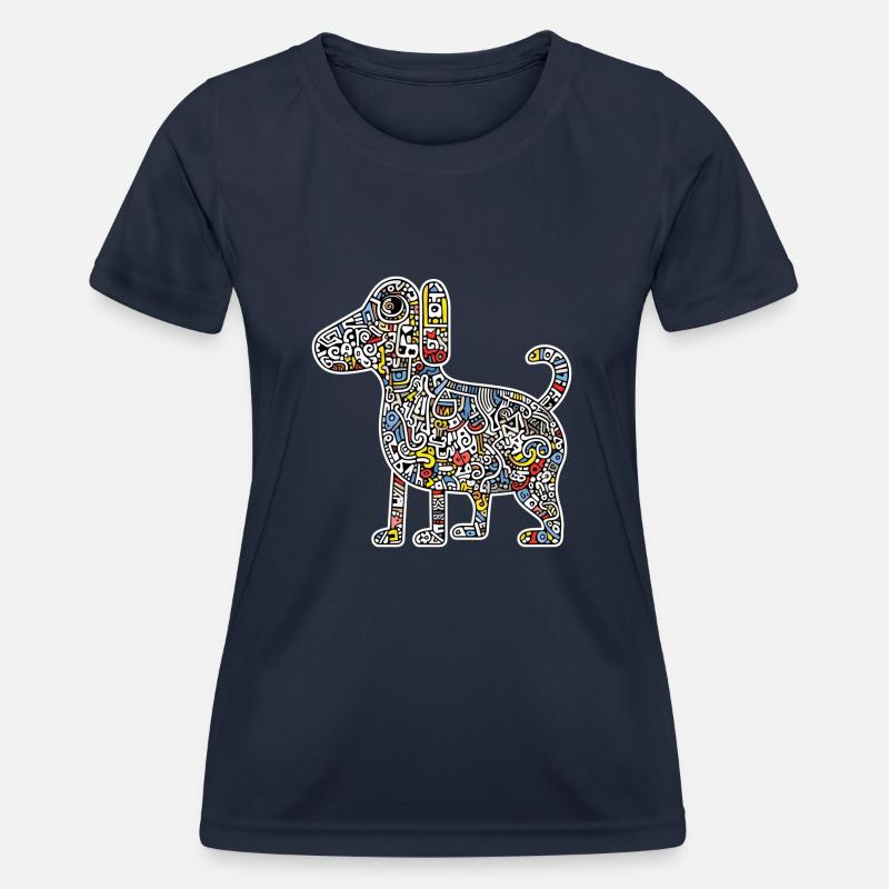Dog Art Pattern - Women's Functional T-Shirt - navy