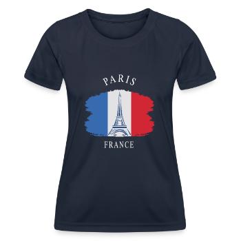 T-shirt Paris, T-shirt de vacances - T-shirt sport Femme - bleu marine - Devant - AI Model Female 172 light (172cm)