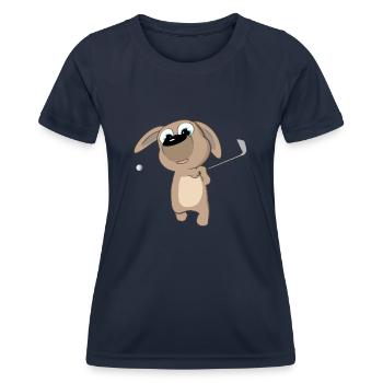 Welpe Golf Schwung - Frauen Funktions-T-Shirt - Navy - Vorne - AI Model Female 172 light (172cm)