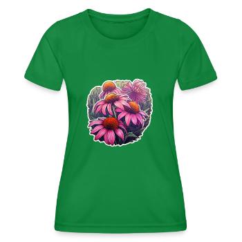 Plante d’échinacée 5 fleurs - T-shirt sport Femme - vert - Devant - AI Model Female 172 dark (172cm)