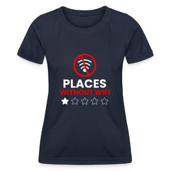 Plätze Ohne WiFi - Frauen Funktions-T-Shirt - Navy - Vorne - AI Model Female 172 light (172cm)