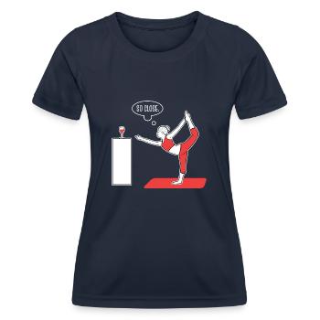 Yoga Vin Yogi Méditer Méditation - T-shirt sport Femme - bleu marine - Devant - AI Model Female 172 light (172cm)