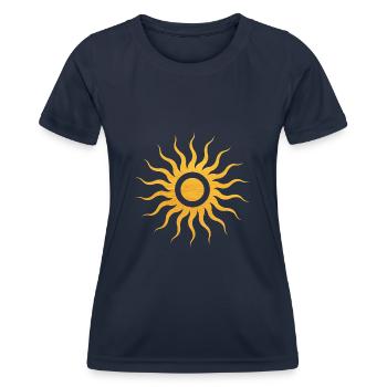 Sun with golden rays, esotericism, mysticism - Women's Functional T-Shirt - navy - Front - AI Model Female 172 light (172cm)