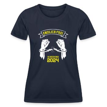 Scheidung 2024 ENDLICH FREI Trennung Geschieden - Frauen Funktions-T-Shirt - Navy - Vorne - AI Model Female 172 light (172cm)