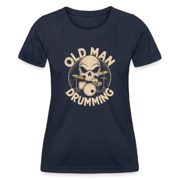 Old Man Drumming Grandpa plays drums - Women's Functional T-Shirt - navy - Front - AI Model Female 172 light (172cm)