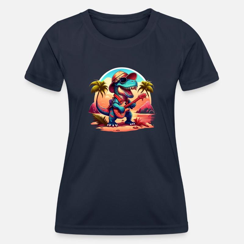 Funky T-Rex - Women's Functional T-Shirt - navy