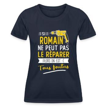 Romain Si romain ne peut pas le réparer - T-shirt sport Femme - bleu marine - Devant - AI Model Female 172 light (172cm)