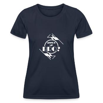 Was geht? - Frauen Funktions-T-Shirt - Navy - Vorne - AI Model Female 172 light (172cm)