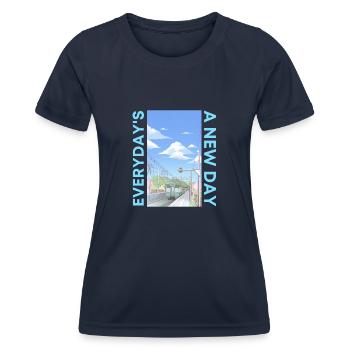 Chaque jour est un nouveau jour - T-shirt sport Femme - bleu marine - Devant - AI Model Female 172 light (172cm)