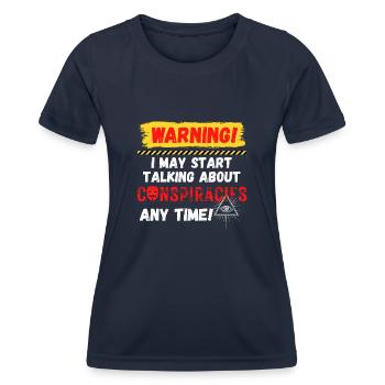 Conspirations d’avertissement - T-shirt sport Femme - bleu marine - Devant - AI Model Female 172 light (172cm)