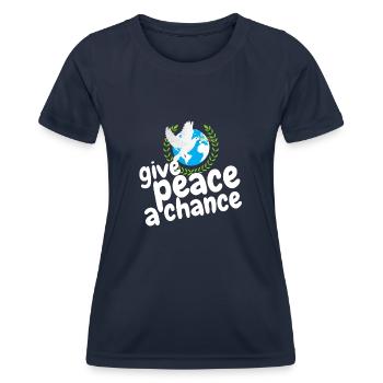 donner une chance à la paix - T-shirt sport Femme - bleu marine - Devant - AI Model Female 172 light (172cm)
