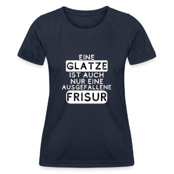 Glatze - Frauen Funktions-T-Shirt - Navy - Vorne - AI Model Female 172 light (172cm)