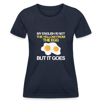 mon anglais n’est pas le jaune de l’œuf - T-shirt sport Femme - bleu marine - Devant - AI Model Female 172 light (172cm)