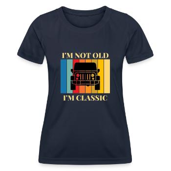 Je ne suis pas vieux, je suis une voiture classique - T-shirt sport Femme - bleu marine - Devant - AI Model Female 172 light (172cm)