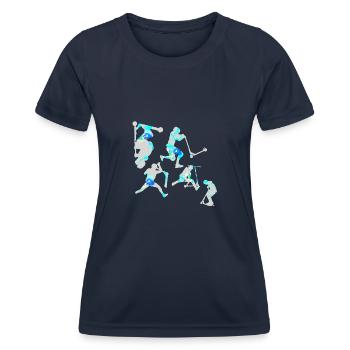 Stuntscooter,Trickscooter,tricks,stunt,e-scooter - Frauen Funktions-T-Shirt - Navy - Vorne - AI Model Female 172 light (172cm)