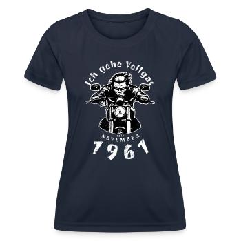 63ème anniversaire Je tourne à plein régime depuis 11/1961 - T-shirt sport Femme - bleu marine - Devant - AI Model Female 172 light (172cm)