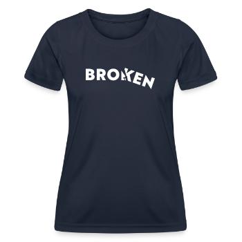 Broken - Gebrochen - Frauen Funktions-T-Shirt - Navy - Vorne - AI Model Female 172 light (172cm)
