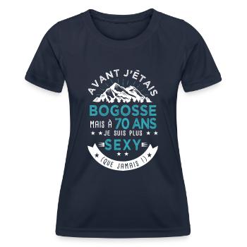 70 ans anniversaire homme pour amoureux - T-shirt sport Femme - bleu marine - Devant - AI Model Female 172 light (172cm)