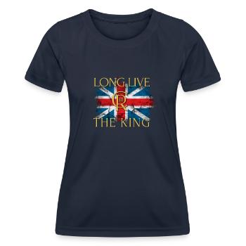British King Coronation Charles England Flag - Women's Functional T-Shirt - navy - Front - AI Model Female 172 light (172cm)