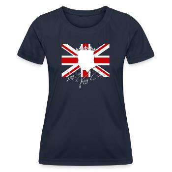 British King Coronation Charles England Flag - Women's Functional T-Shirt - navy - Front - AI Model Female 172 light (172cm)
