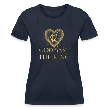 British King Coronation Charles England Flag - Women's Functional T-Shirt - navy - Front - AI Model Female 172 light (172cm)