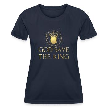 British King Coronation Charles England Flag - Women's Functional T-Shirt - navy - Front - AI Model Female 172 light (172cm)