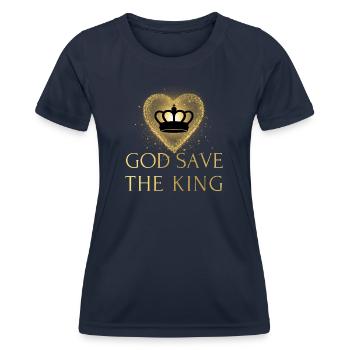 British King Coronation Charles England Flag - Women's Functional T-Shirt - navy - Front - AI Model Female 172 light (172cm)