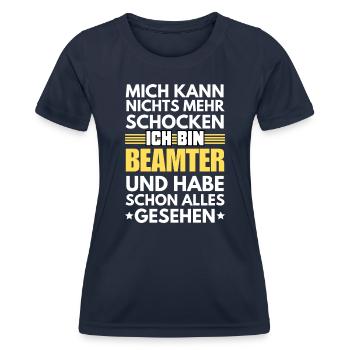 Nicht schockbarer Beamter - Frauen Funktions-T-Shirt - Navy - Vorne - AI Model Female 172 light (172cm)