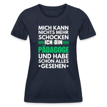 Nicht schockbarer Pädagoge - Frauen Funktions-T-Shirt - Navy - Vorne - AI Model Female 172 light (172cm)